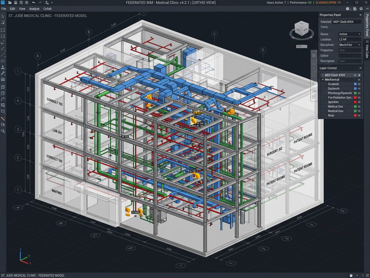 Cedar Clinic — BIM coordination · LOD 350, Birmingham, UK