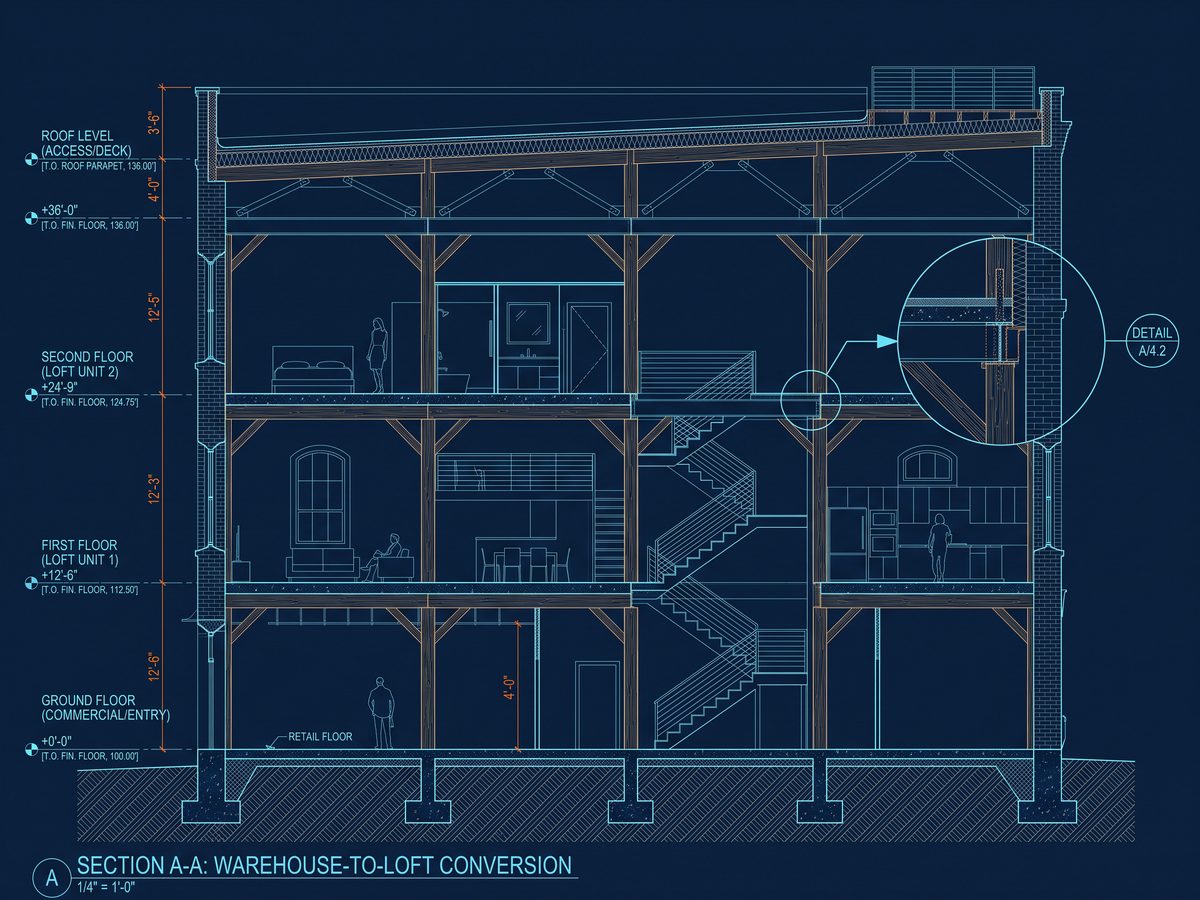 Harbour Lofts — Technical sections & details, Seattle, Washington, USA